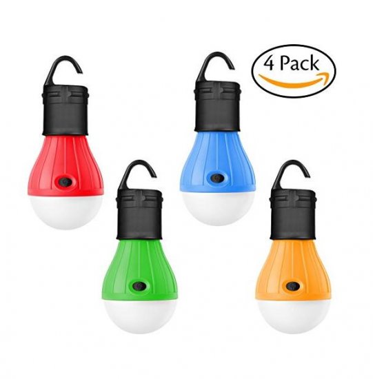 Gogogu 4 Pack Portable LED Lantern Tent Light Bulb Battery Powered Outdoor Camping Lights Led Lantern Lamp for Traveling Camping Hiking Emergency Lights (4 Colors) - Click Image to Close
